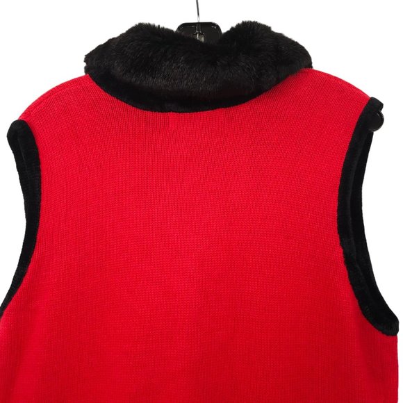 Lisa International Button Front Vest L Cat Purse Faux Fur Detachable Collar - Picture 14 of 16